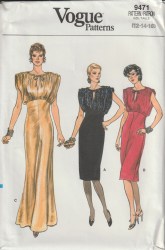 9471 VOGUE DRAWSTRING NECK DRAPED EMPIRE DRESS LENGTHS PATTERN 12-16